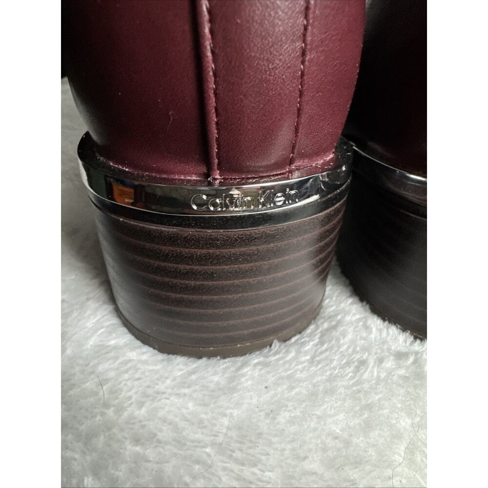 Calvin Klein Women's Jasen Buckle Strap Block Heel Booties Dark Red Sz 5.5 M NIB - Picture 6 of 8